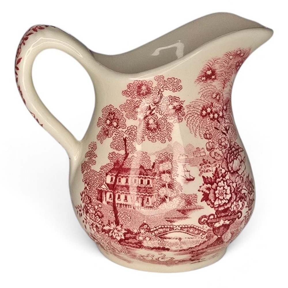 VTG Royal Staffordshire Tonquin Creamer Pitcher Red Transferware England 3.5in